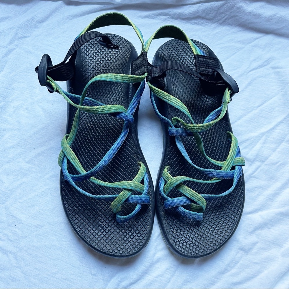 Chaco Green And Blue Strappy Sandals Outdoors Hiking Size 10